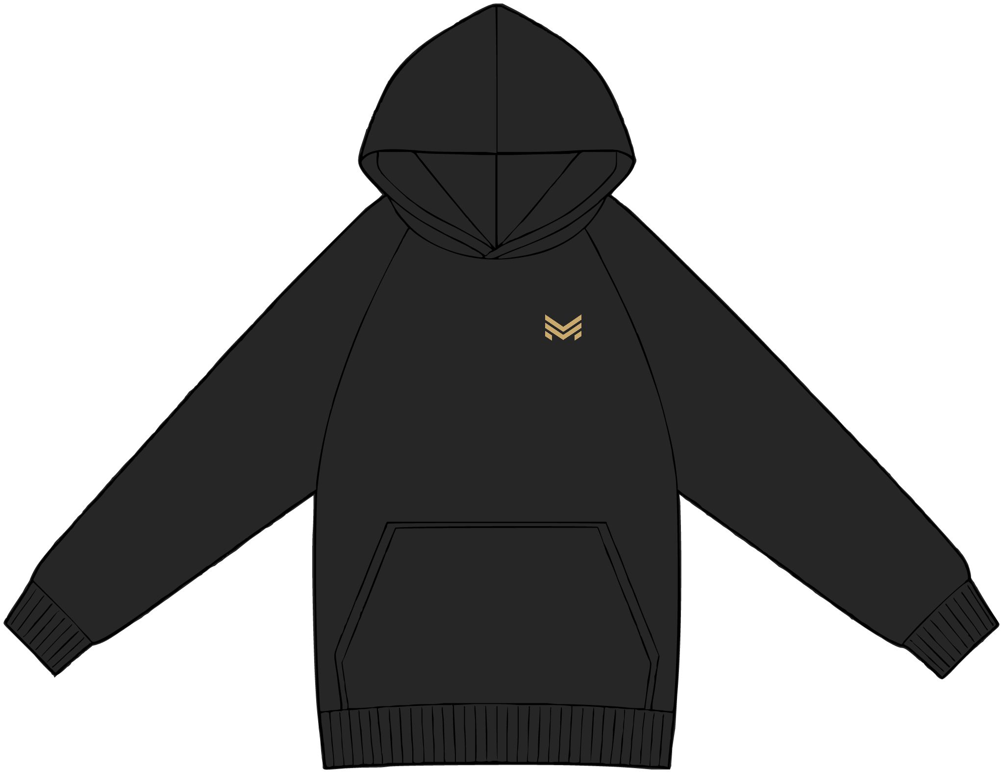 Black Madarius Core Hoodie: actual front mockup from the Printify product listing